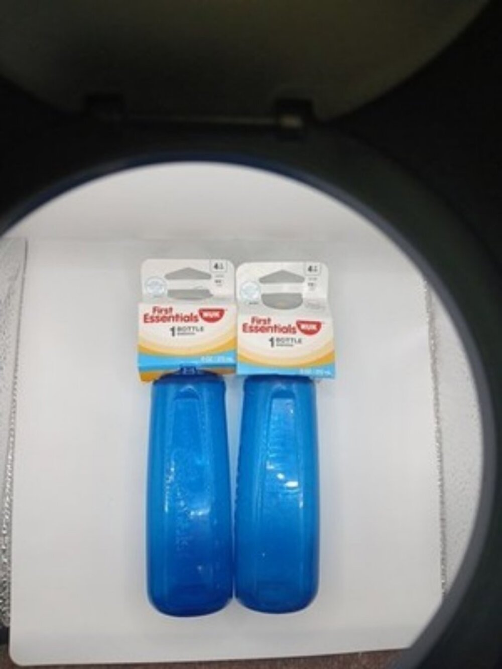 First Essentials Nuk blue latex baby bottle New 2 Pack